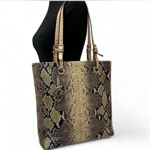 MICHAEL Michael Kors Snake Print Tote in Tan and Black
